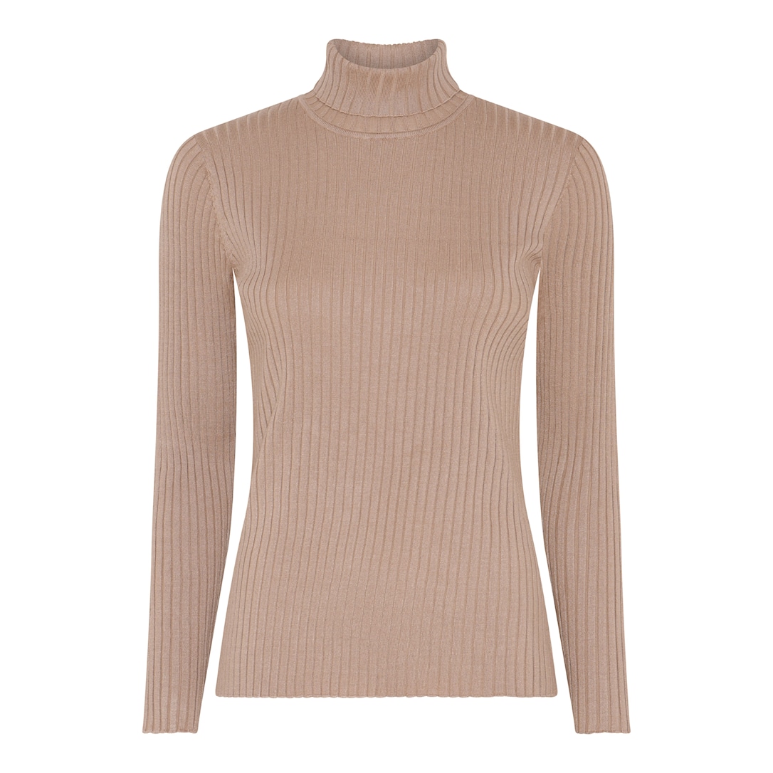 MICHA Viscose Rib Strik - Kamel - XXL