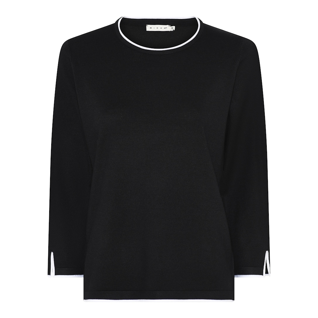 MICHA Viscose Strik med Kant - Sort - S