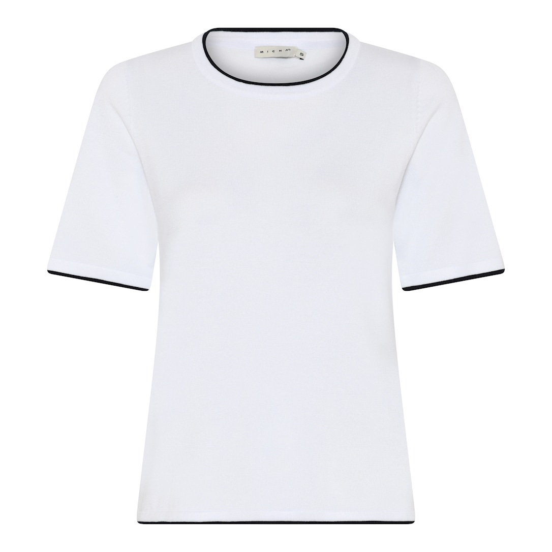 MICHA Viscose Strik med Kant - Kridhvid - XL