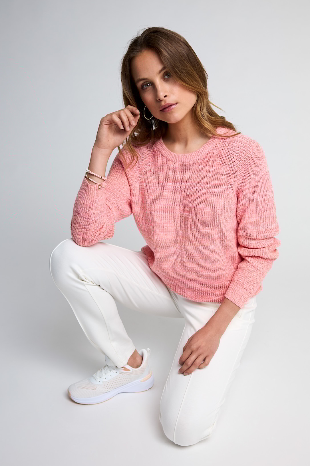 MICHA Melange Bomuld Strik - Pink Mel. - L