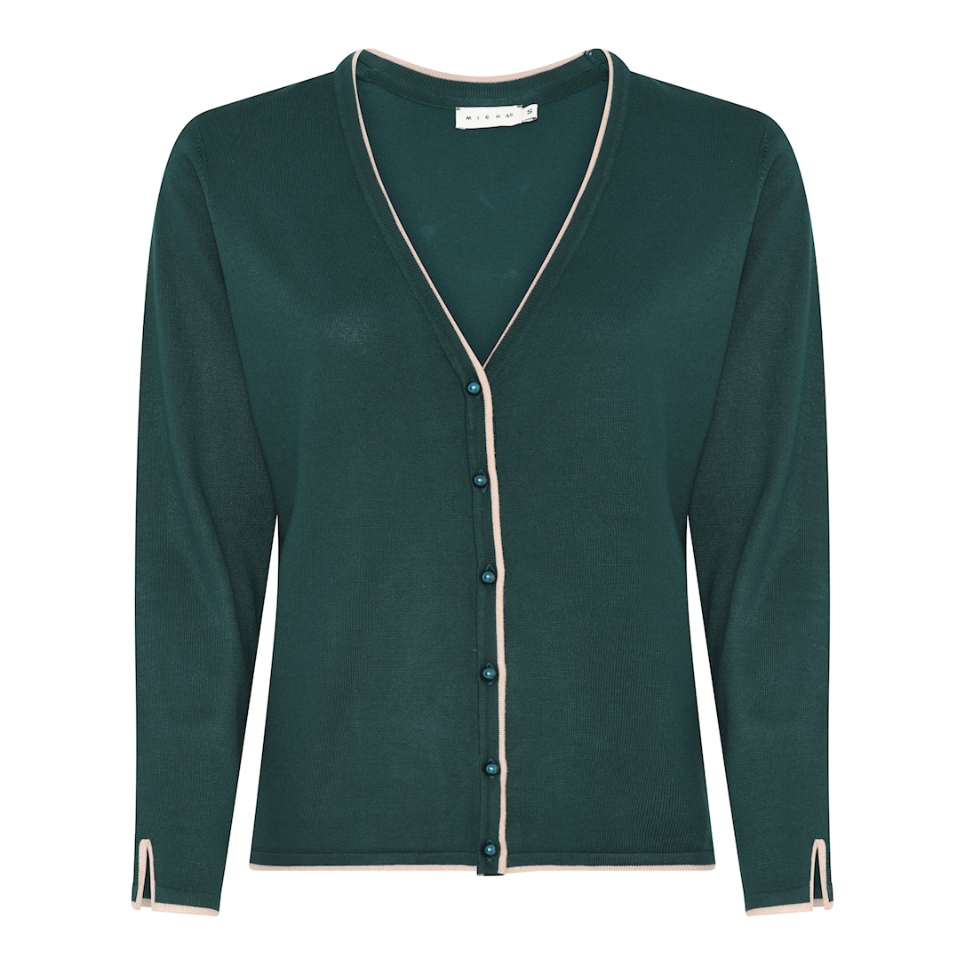 MICHA Viscose Strik med Kant - Mørkegrøn - L