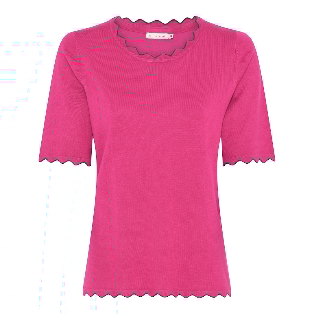 MICHA Viscose Strik med Kant - Pink - XXXL