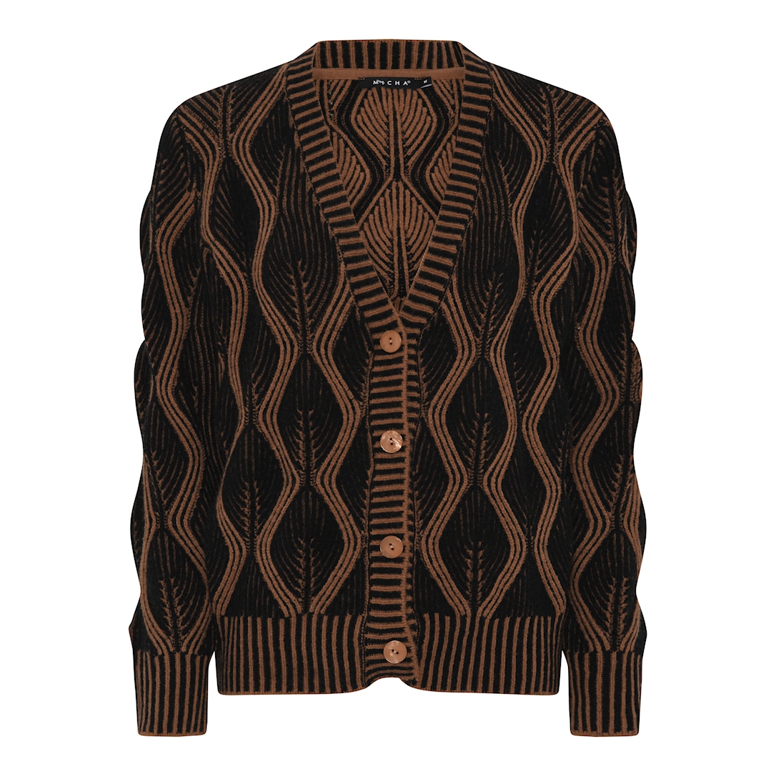 MICHA Leaf Structure Strik - Cognac/Sort - L