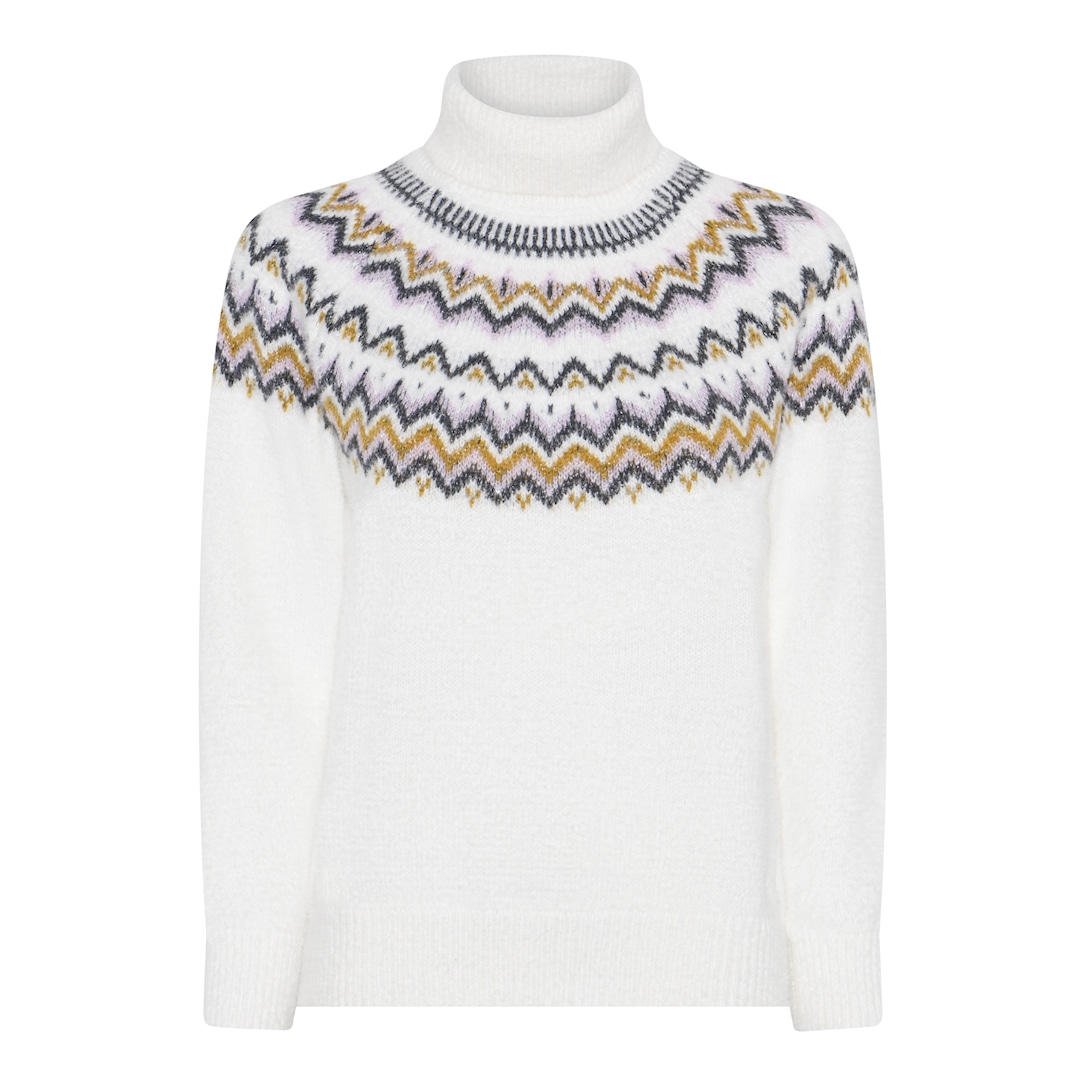 MICHA Cosy Nordic Strik - Offwhite/Blå - M