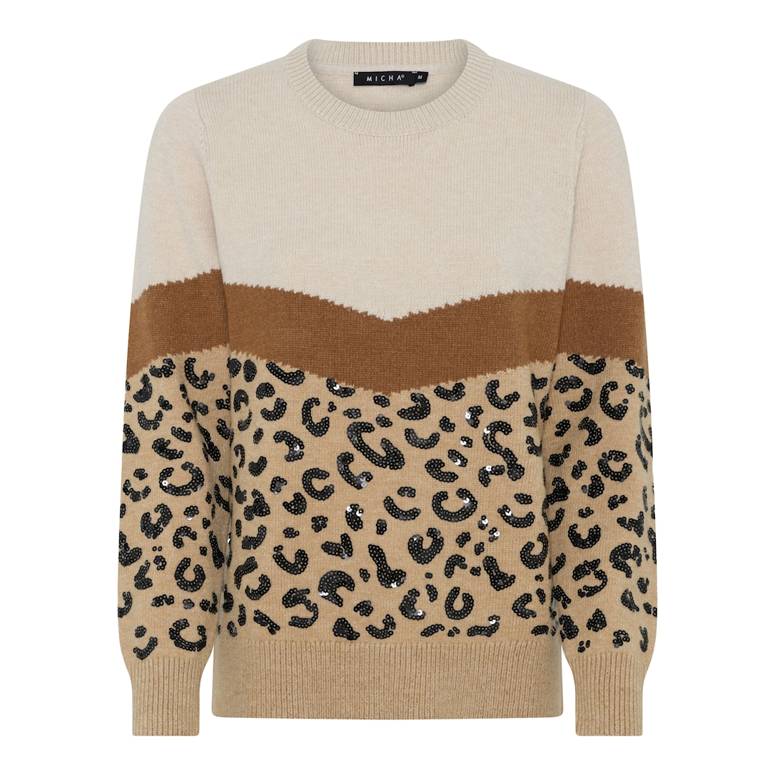 MICHA Strik with Sequins - Kamel/Ecru - L