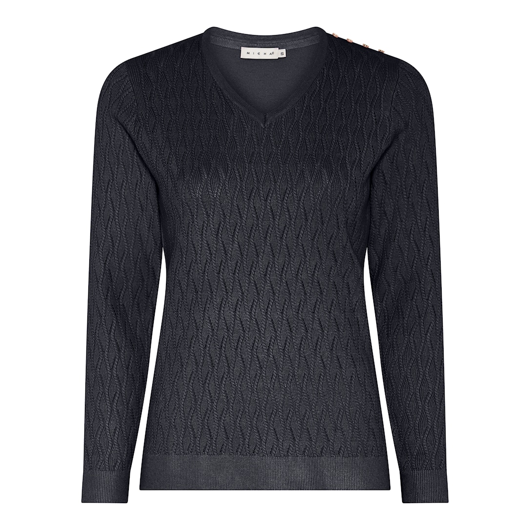MICHA Elegant Viscose Strik - Navy - S