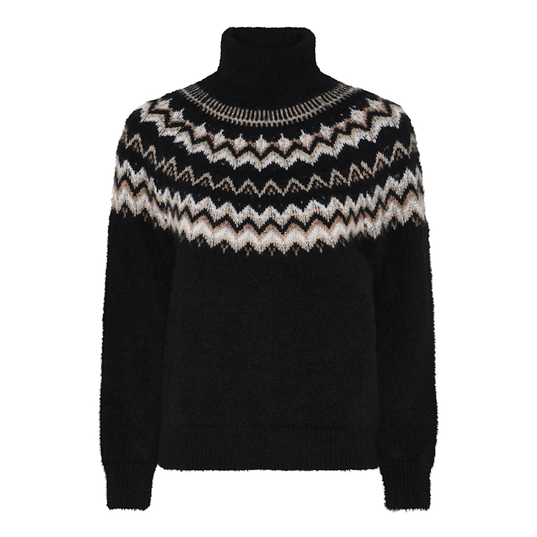 MICHA Cosy Nordic Strik - Sort/Kamel - XXL