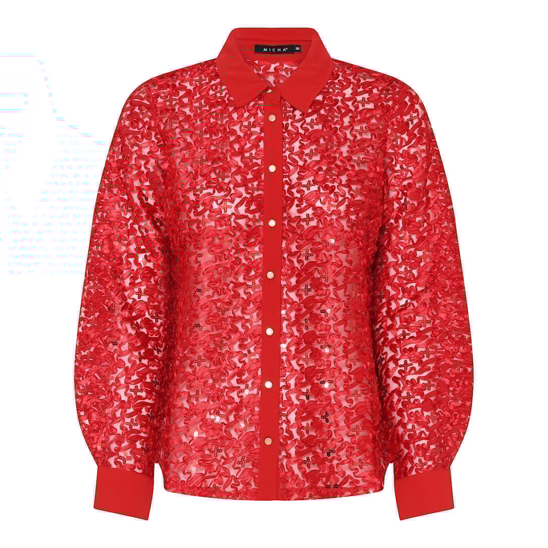 MICHA Palietter Blonde and Strik - Rød - Str. 36