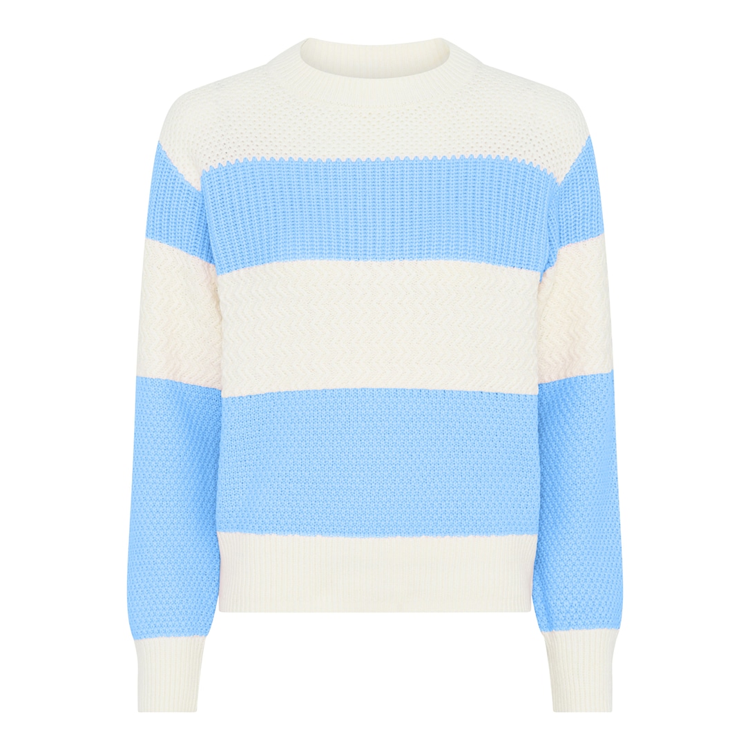 MICHA Mix Pattern Strik - Blå/Offwhite - L