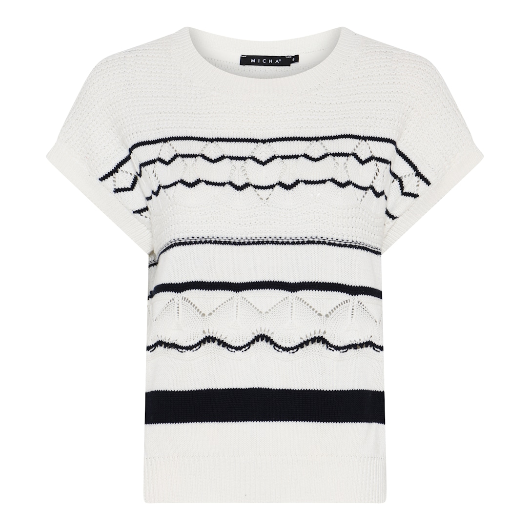 MICHA Stribet and Pattern Strik - Offwhite/Navy - L