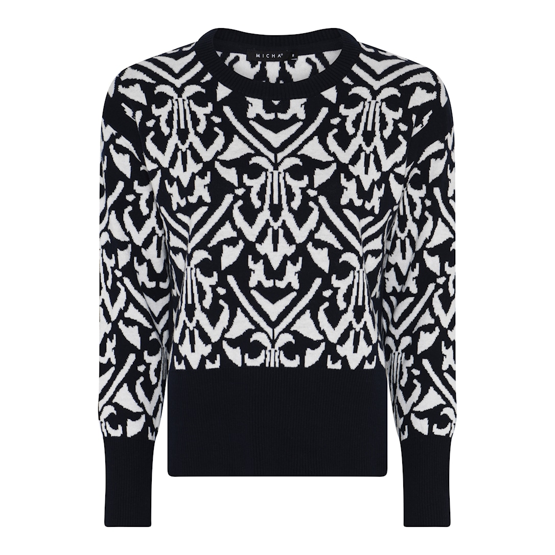MICHA Jacquard Pattern Strik - Navy/Offwhite - S