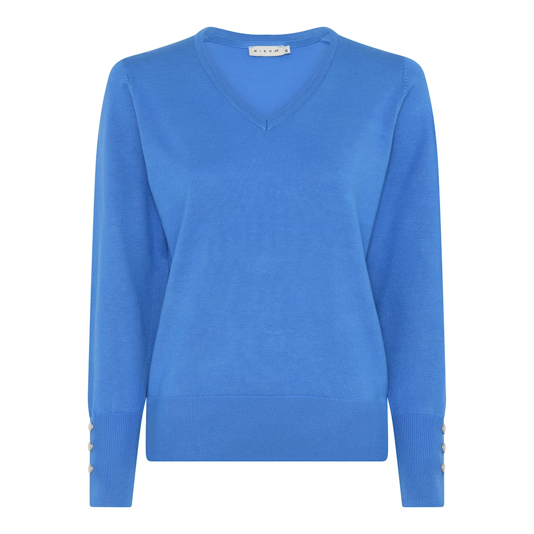 MICHA Efterårs Viscose Strik - Blå - 4XL