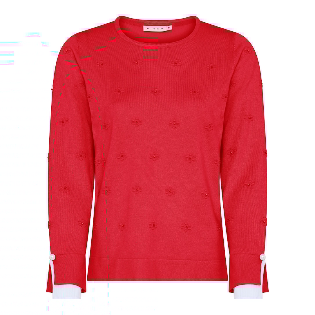 MICHA Forårs Viscose Strik - Læbestiftrød - XL