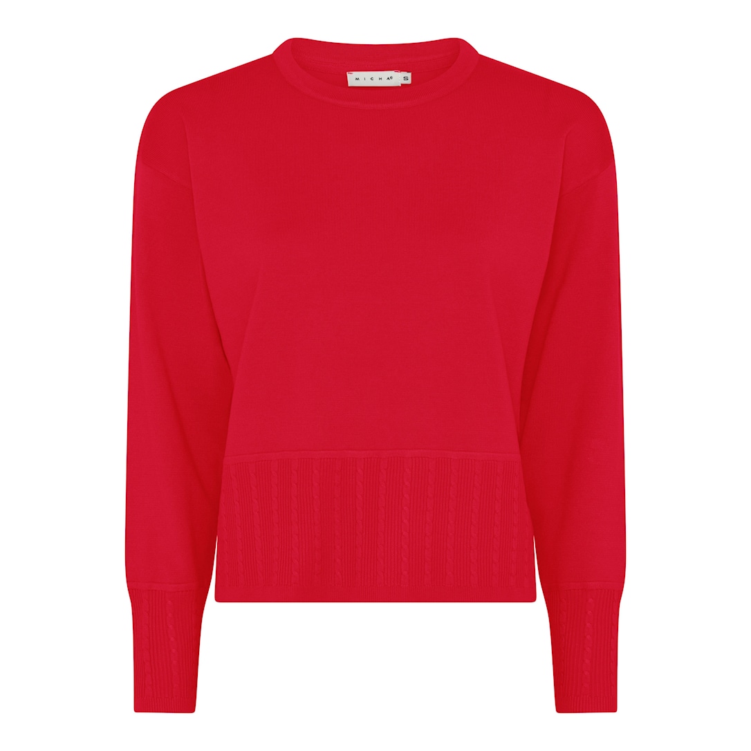 MICHA Forårs Viscose Strik - Læbestiftrød - XL