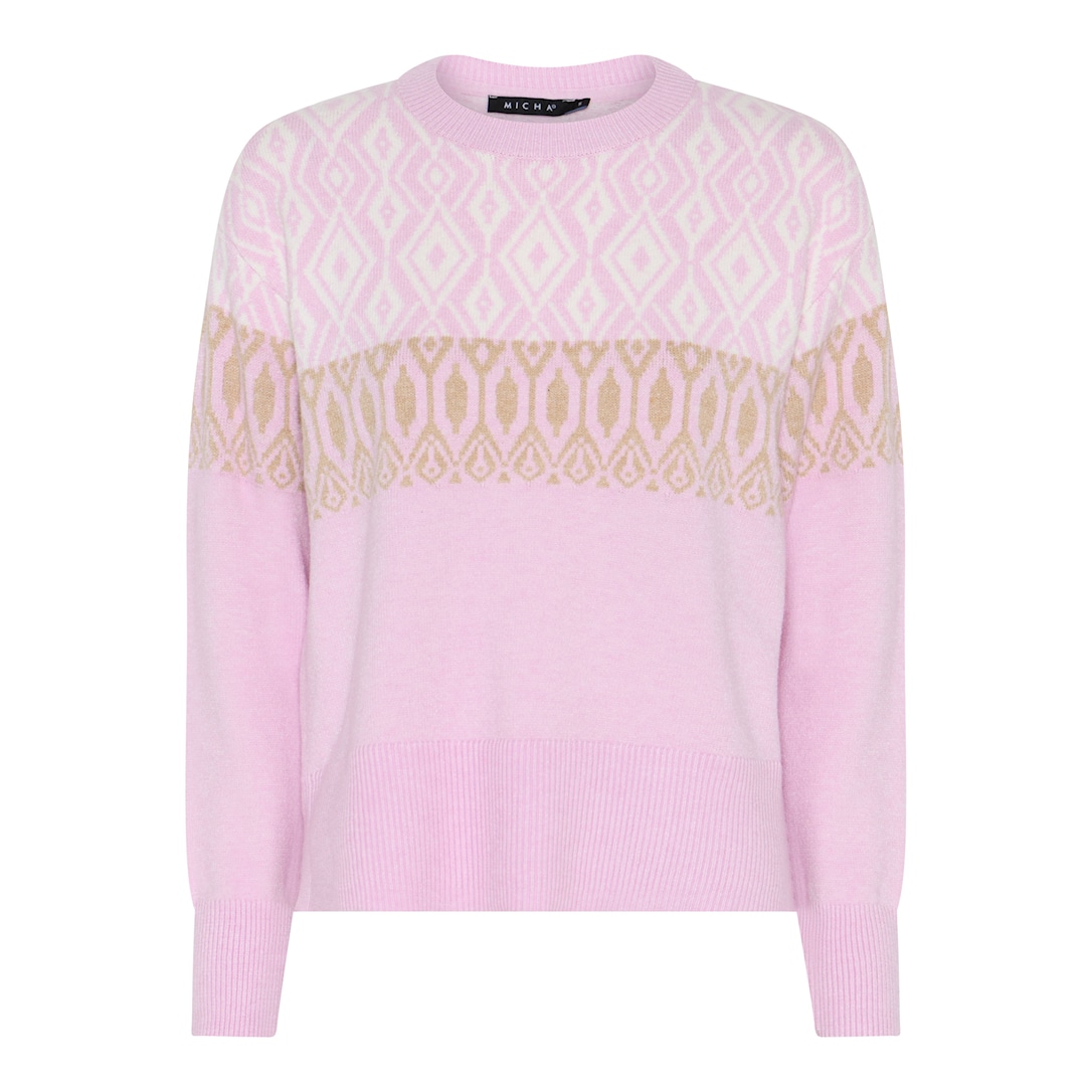MICHA Border Kant Strik - Rosa/Sand - L