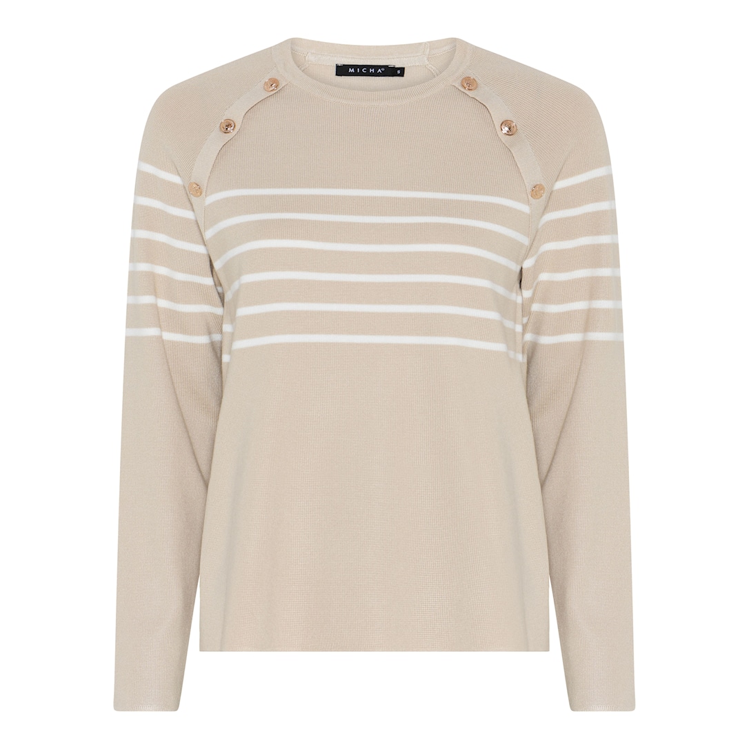 MICHA Milano Forårs Strik - Sand/Offwhite - XL
