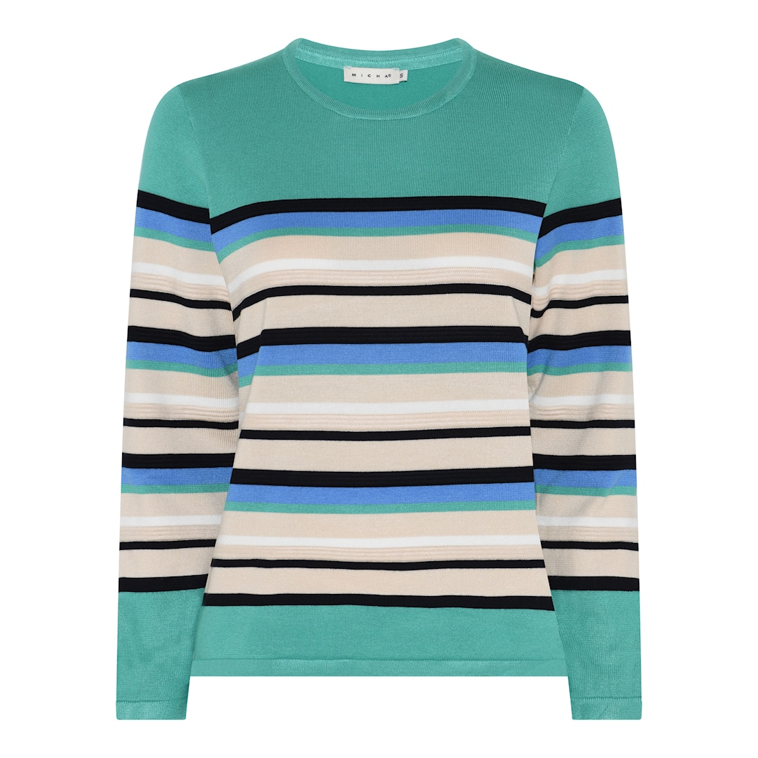MICHA Basic Eco Vero Forårs Stribet Strik - Grøn/Navy - L