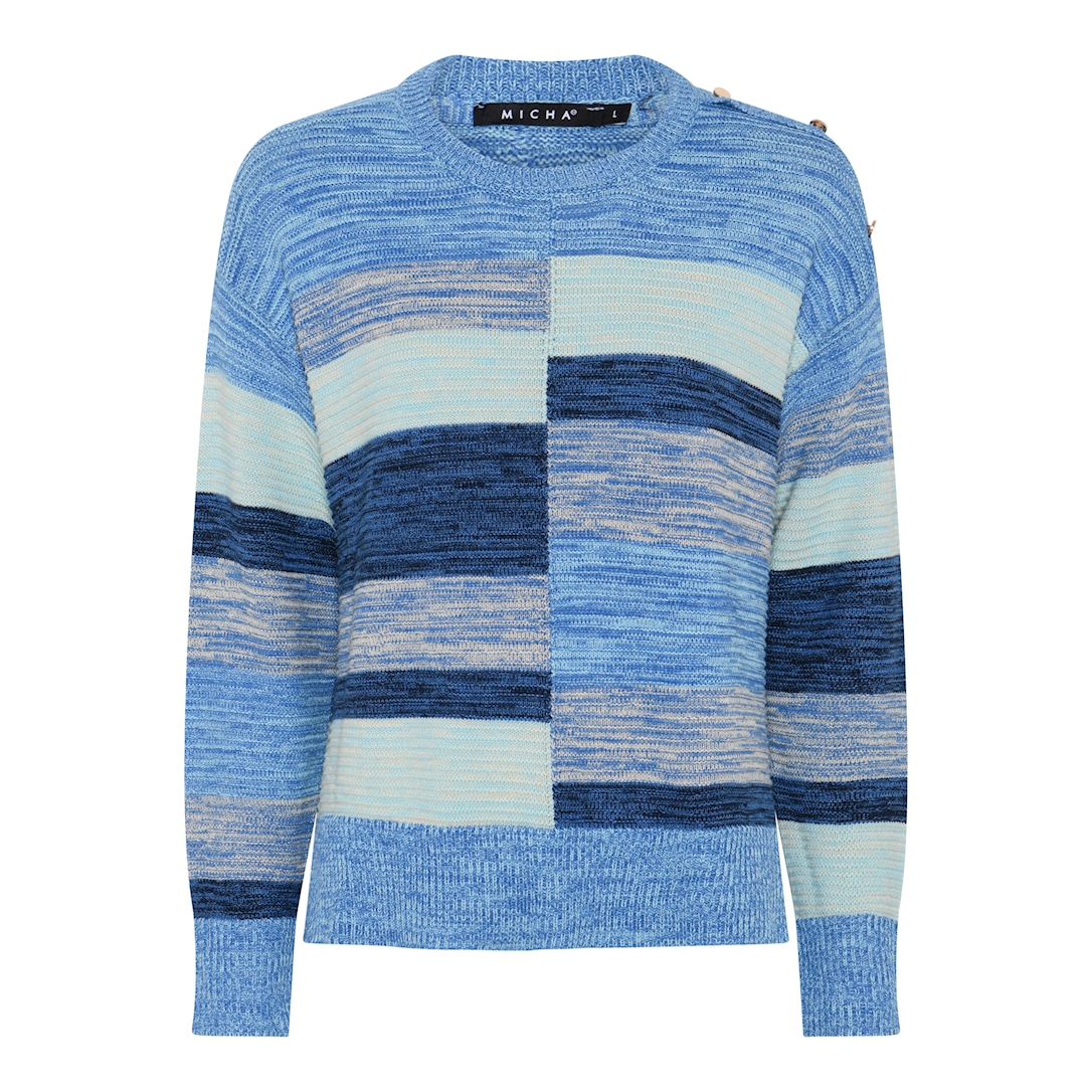 MICHA Melange Mix Strik - Blå - L