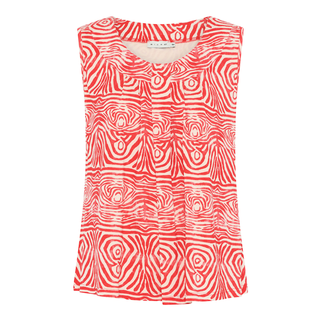 MICHA T-shirt Dame Zebraprint Viscose - Rød/Sand - L