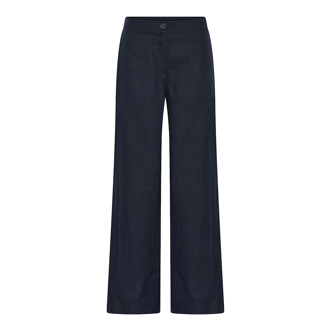 MICHA Bukser Dame Hør med Brede Ben - Navy - Str. 42