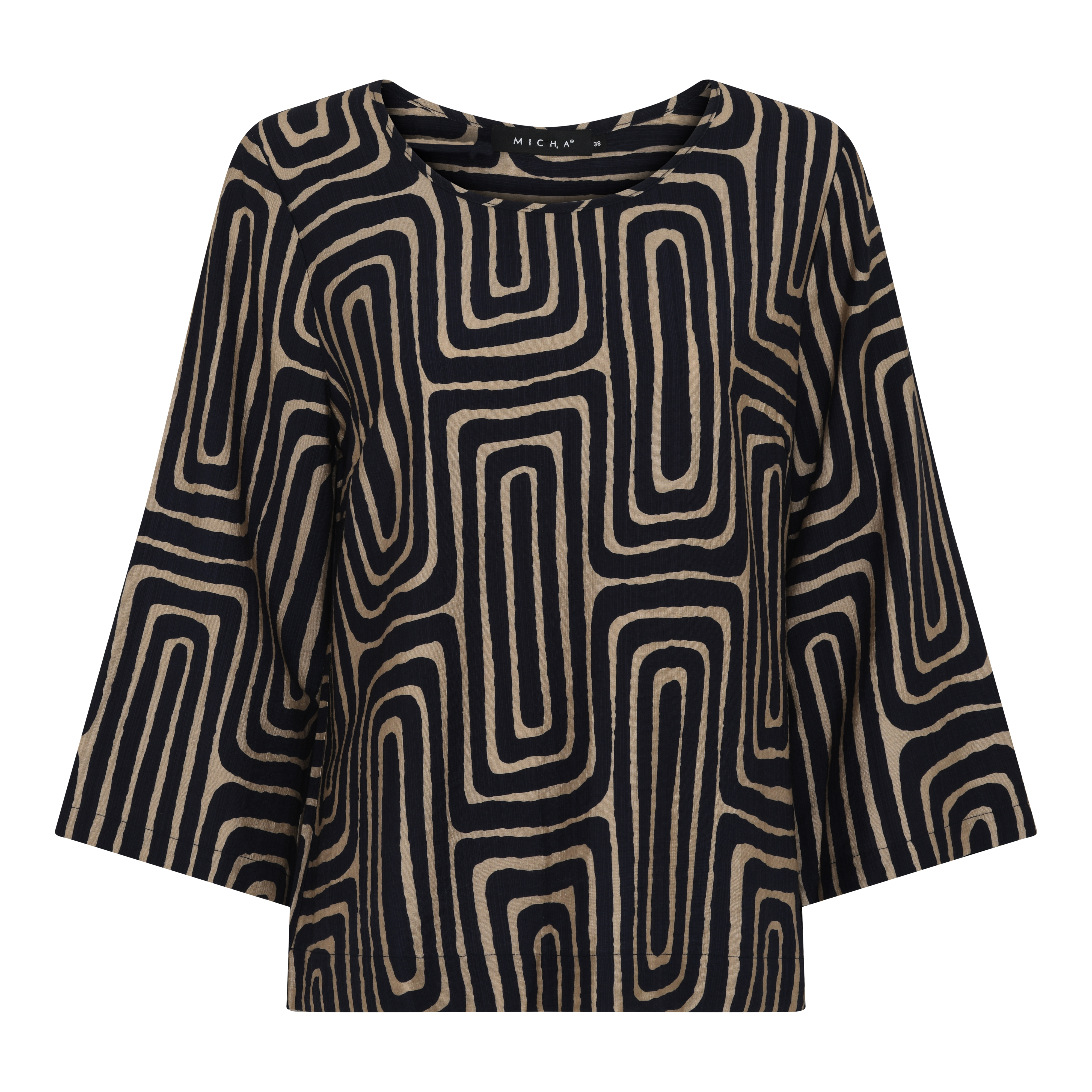 Navy / Soft Camel Print